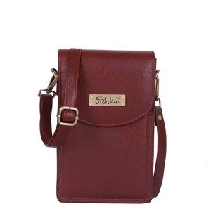 Cherry Red Leather Crossbody Cell Phone Wallet – Leather Sling Travel Purse